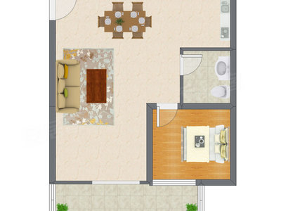 1室2厅 78.16平米户型图