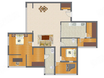 2室2厅 155.84平米户型图