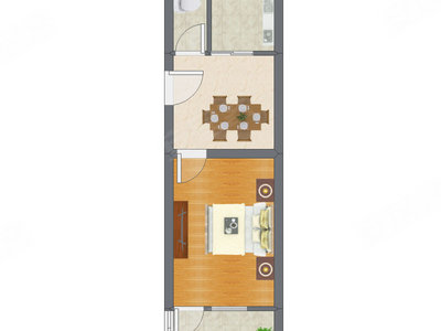 1室1厅 40.79平米户型图