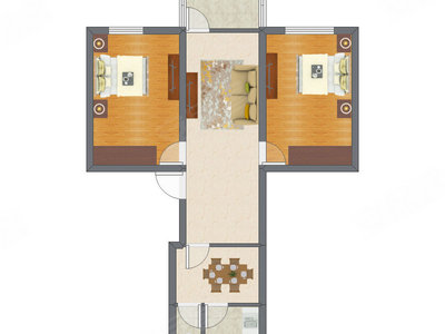 2室2厅 80.35平米户型图