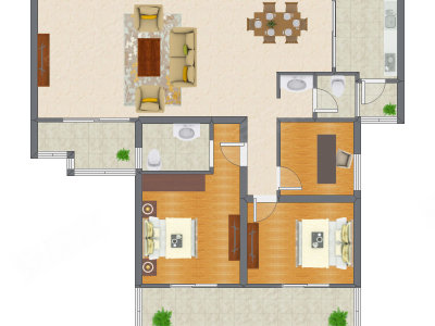 3室2厅 140.30平米户型图