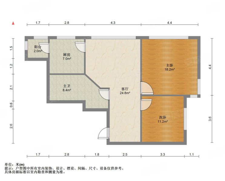 富贾花园2室1厅1卫95.78㎡东北188万