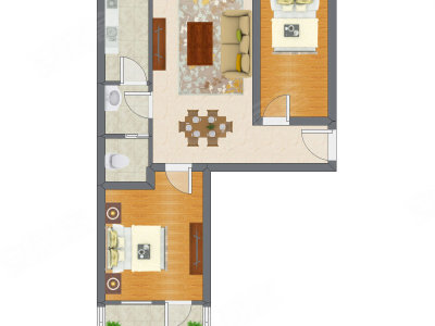 2室2厅 75.35平米户型图