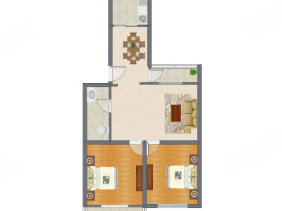 2室1厅 98.00平米户型图