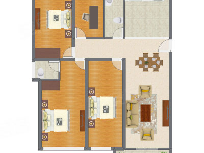 3室2厅 109.26平米户型图
