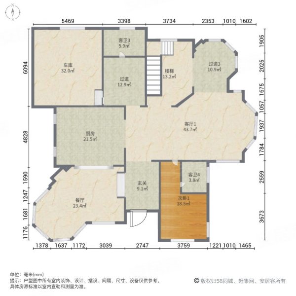 大豪山林别墅5室3厅5卫481㎡南北3700万