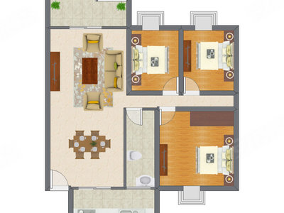 3室1厅 97.50平米