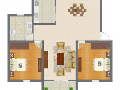 2室2厅 89.46平米