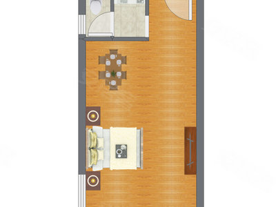 1室0厅 36.25平米户型图