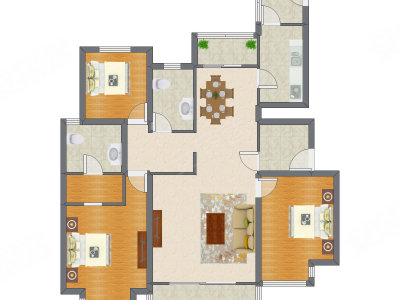 3室2厅 137.15平米户型图