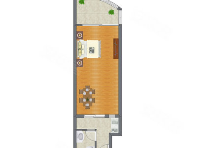 1室1厅 55.27平米