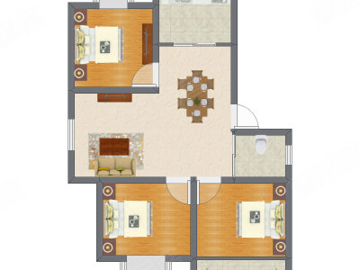 3室2厅 64.11平米