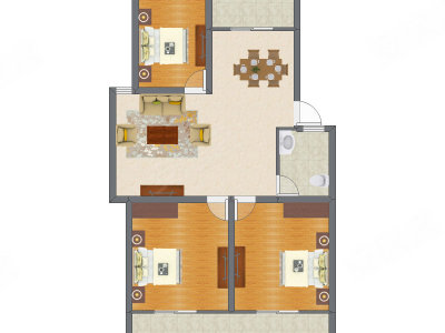 3室1厅 91.36平米