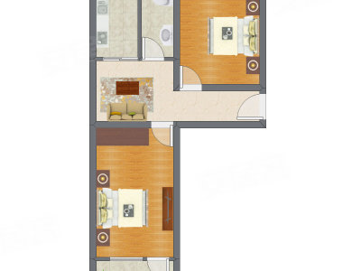 2室1厅 65.40平米