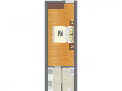1室1厅 16.77平米户型图