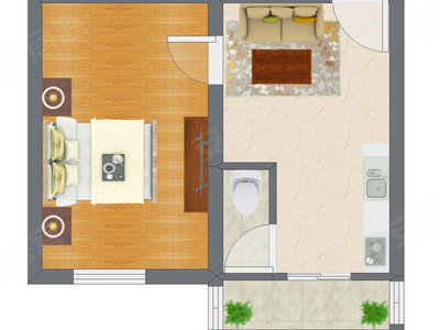 1室1厅 41.57平米