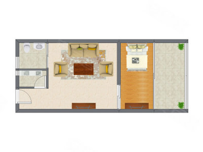 1室1厅 60.22平米户型图