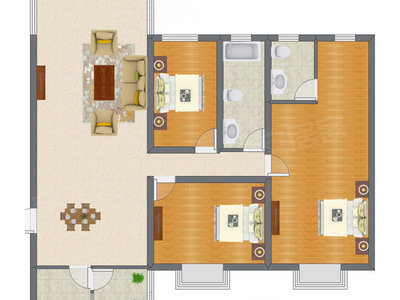 3室1厅 159.00平米户型图