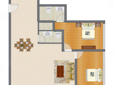 2室2厅 148.46平米户型图