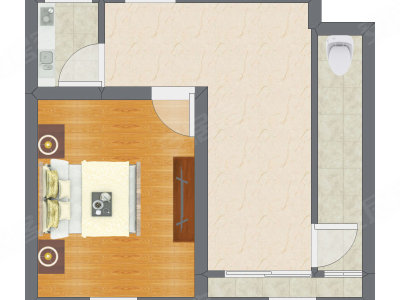 1室1厅 38.10平米户型图