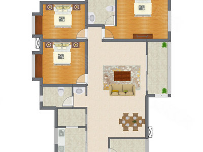 3室2厅 127.69平米