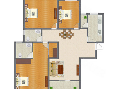 3室2厅 121.41平米