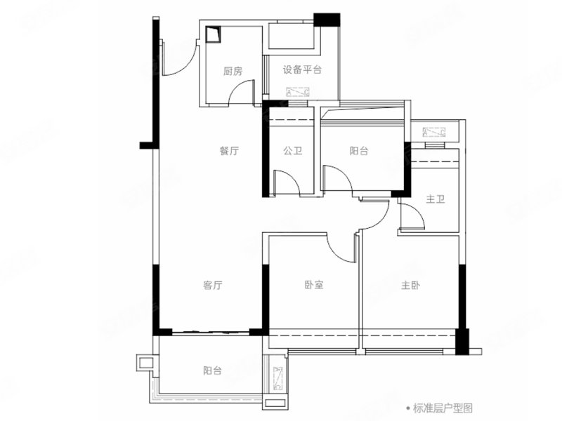 展睿江樾湾2室2厅2卫90㎡南北133万