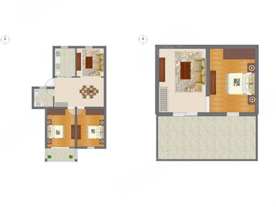 3室3厅 67.57平米户型图