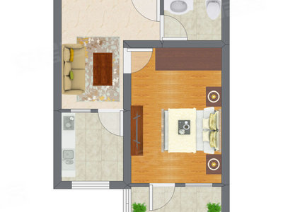 1室1厅 51.00平米户型图
