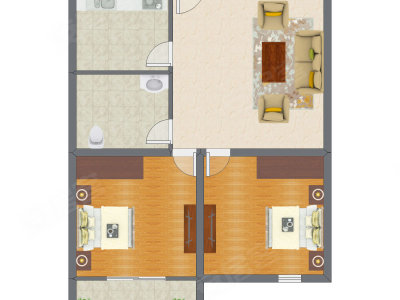 2室1厅 108.00平米户型图