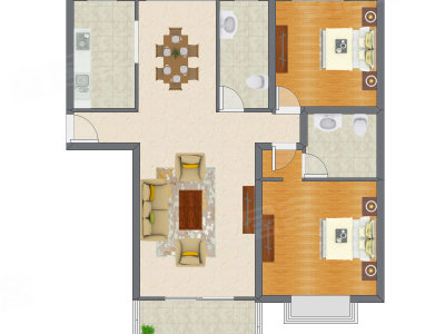 2室2厅 108.60平米户型图