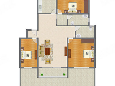 3室1厅 189.00平米