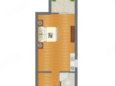 1室0厅 36.88平米户型图