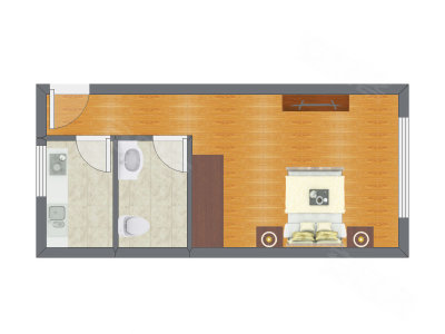 1室0厅 28.98平米户型图