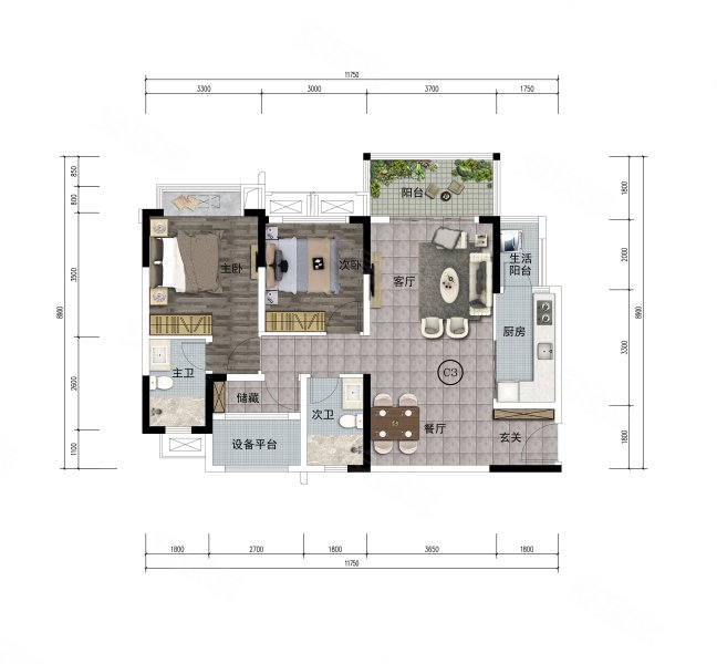 江口水镇3室2厅103㎡67万二手房图片