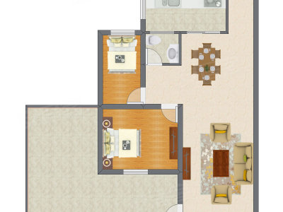 2室1厅 78.00平米