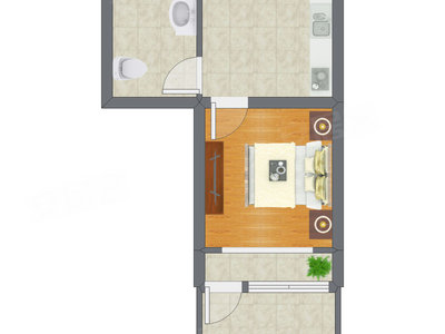 1室0厅 33.00平米户型图