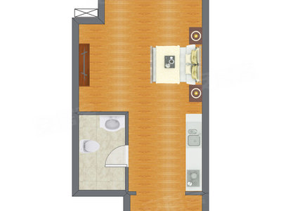 1室0厅 47.71平米户型图