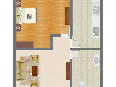 1室1厅 57.39平米