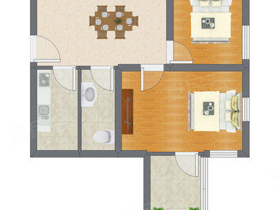 2室1厅 62.65平米