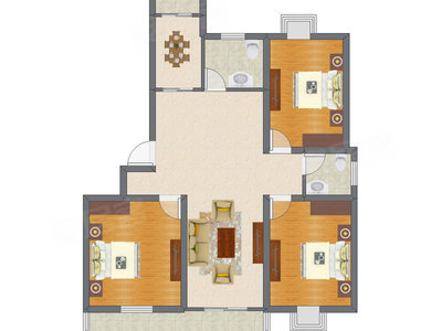 3室2厅 90.60平米