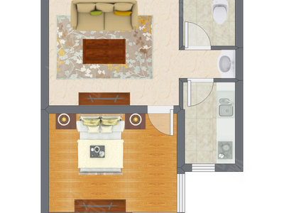 1室1厅 49.40平米户型图