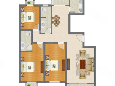3室2厅 145.27平米户型图