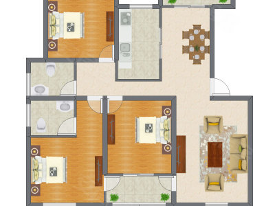 3室2厅 100.69平米