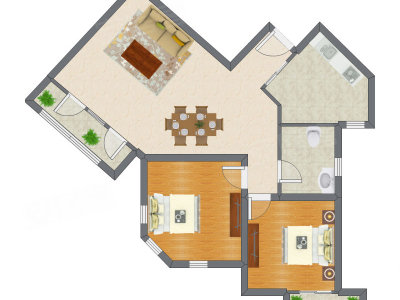 2室2厅 111.41平米户型图