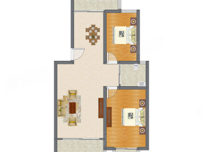 2室2厅 92.29平米户型图