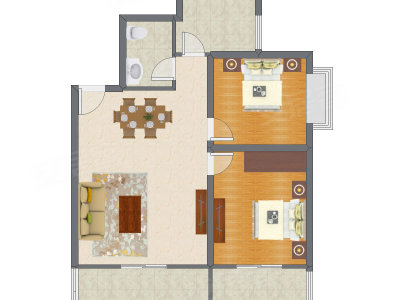 2室2厅 99.15平米户型图