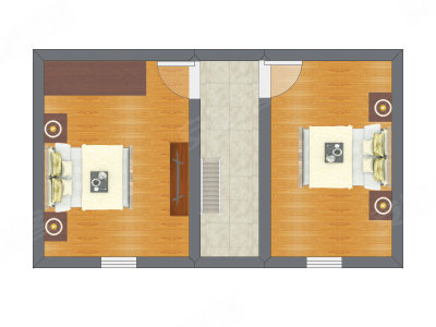 2室1厅 29.38平米户型图