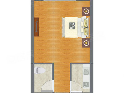 1室1厅 42.44平米户型图