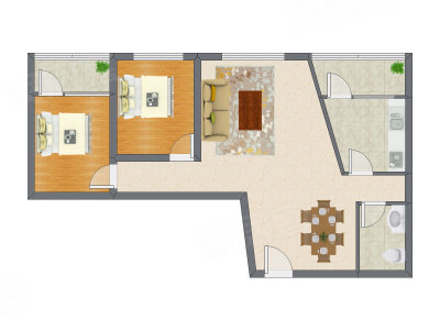 2室2厅 90.42平米